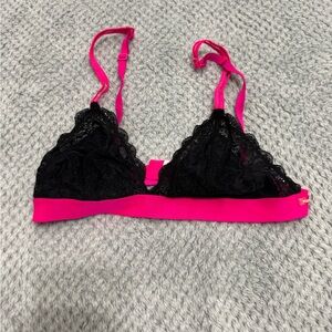 Victoria's Secret Black and Pink Lace Bralette